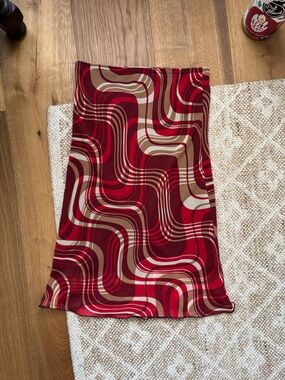 Vintage Papaya Red and Tan Retro Swirl skirt
